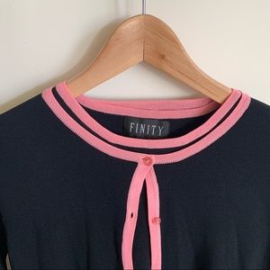 NWT Finity 2 pcs Cardigan and sleeveless Shirt, Black/Pink, S